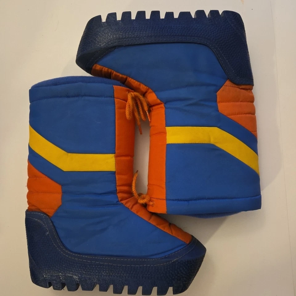 Винтажные оригинальные лунные ботинки WM размер 9/10 мужские 7/8 синие желтые радужные 1970-е  - Изображение 3 из 4