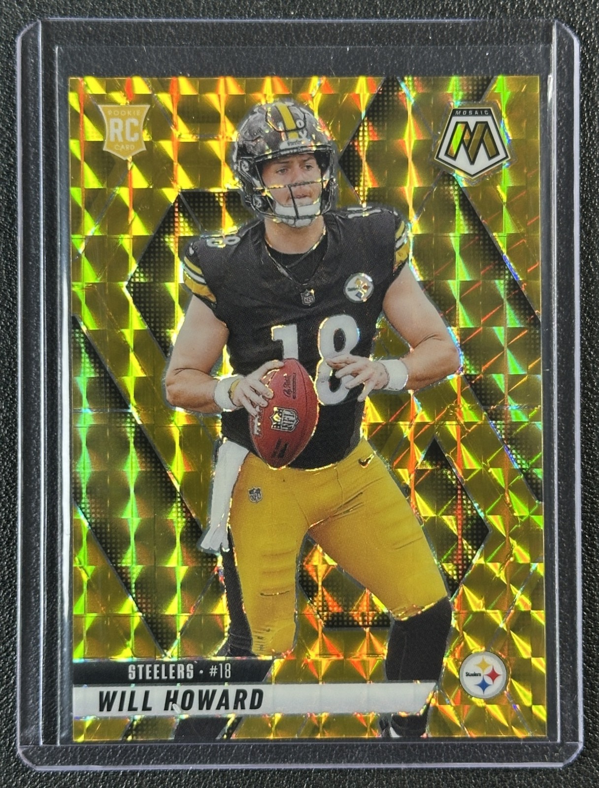 WILL HOWARD 2025 PANINI MOSAIC #318 ROOKIE GOLD PRIZM RC 08/10 STEELERS