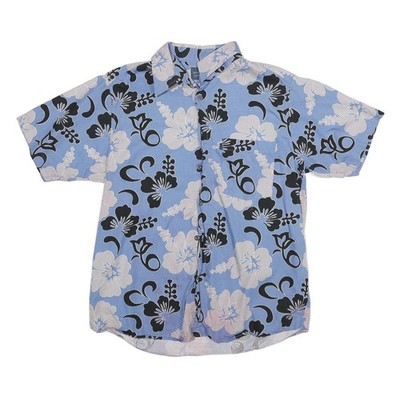 Pineapple Connection Herren Blau & Creme Florales Kurzarmhemd M Hawaiian