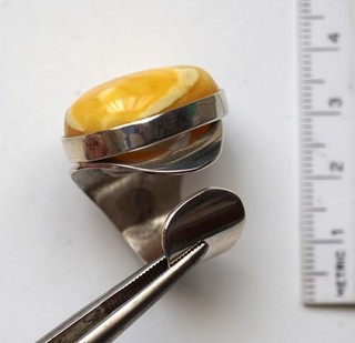 BALTIC AMBER Ring (#17) in 925 Sterling Silver from Poland