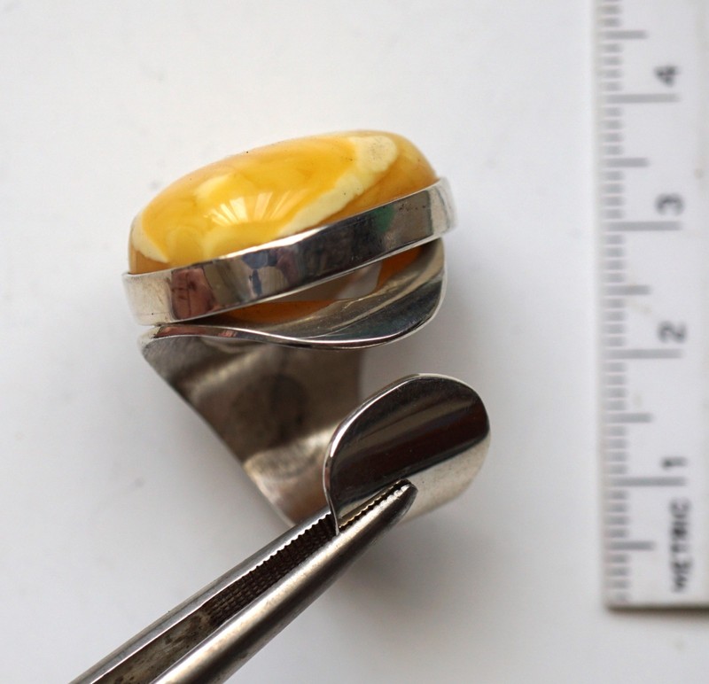 BALTIC AMBER Ring (#17)  in 925 Sterling Silver - from Poland