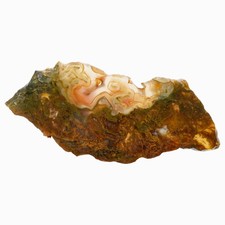 Maury Mountain Moss Agate Slab - Green Gold Moss with Tubes Old Stock