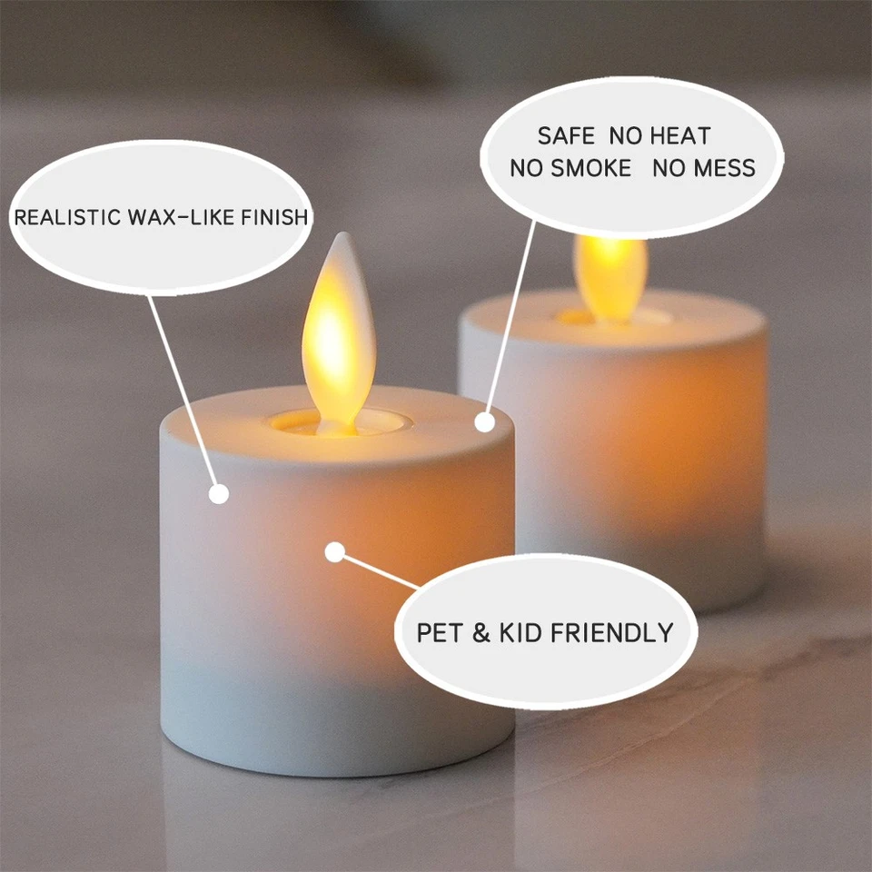 Luminara Velas de té sin llama de marfil con mecha móvil Juego de 4 Foto 4 de 4