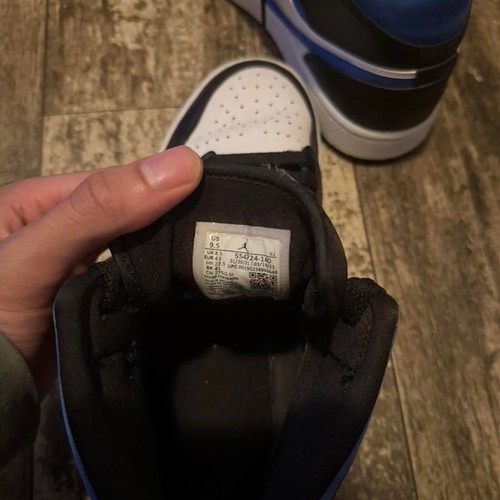 Used Air Jordan 1 Mid Black Blue White Size 9.5 US Men's - Picture 7 of 8