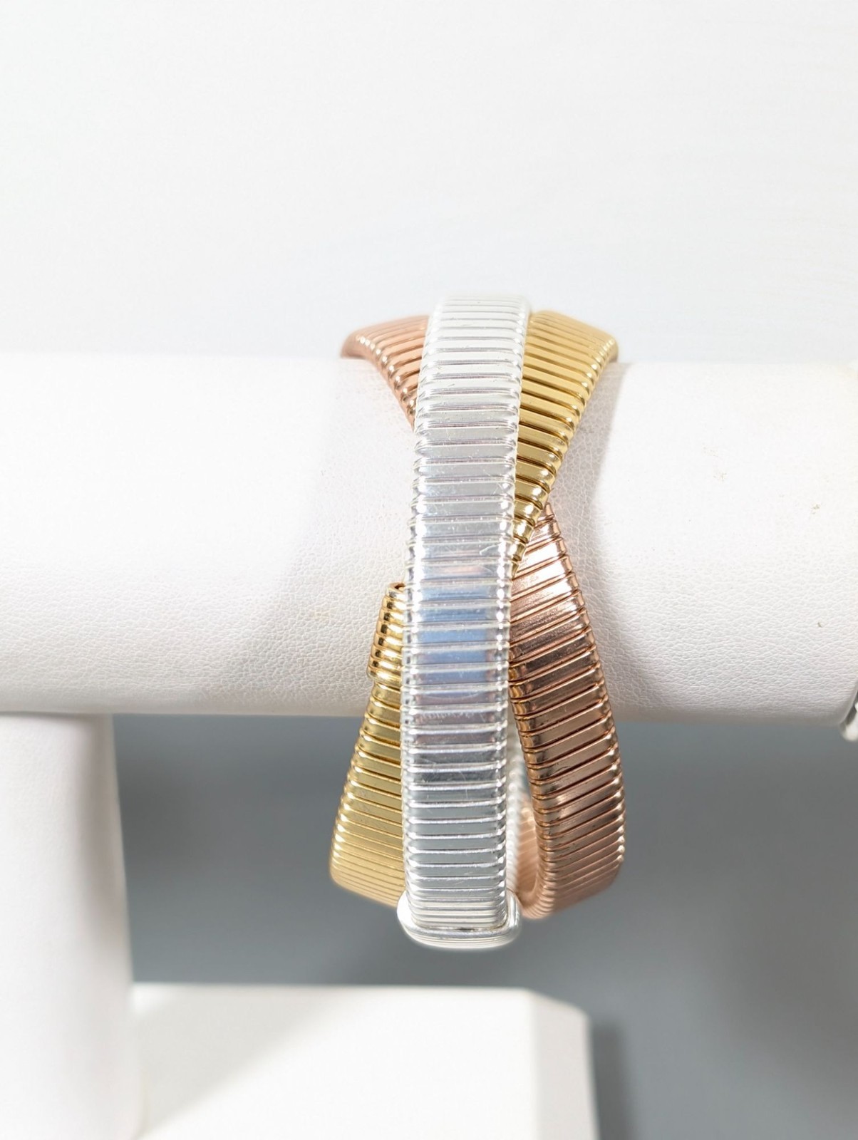 Mixed Metal Style Interlocking Triple Stretch Bra… - image 1