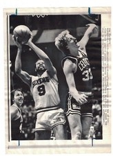 Larry Bird Boston Celtics Original 1981 UPI Laser Photo vs Philadelphia 76ers