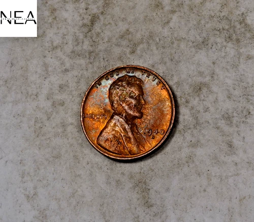 1940-S Lincoln Wheat Penny Cent ~ Gem BU Rainbow Toning ~ ZW194