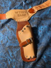 Vintage Wyatt Earp Kids Leather Holster  Hubley Western Cap Gun Magenta Grips