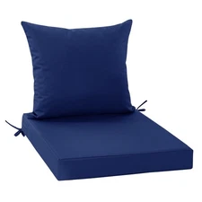 Outdoor Chair Cushion, Waterproof Backrest and Deep Seat Cushion Set 22 x 22in