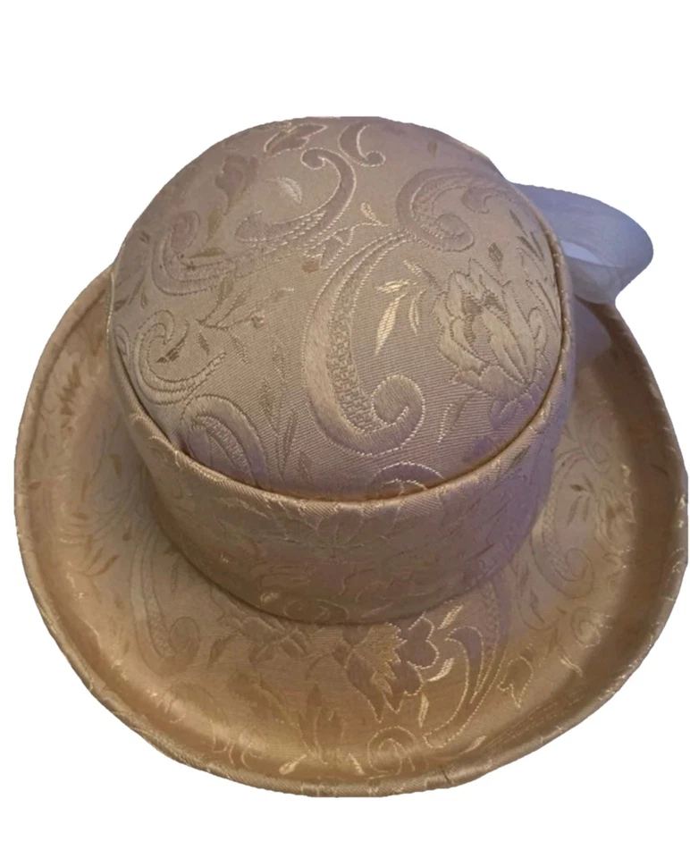 Hermoso sombrero de iglesia de terciopelo de medianoche elegante moda lazo sombrero rosa dorado talla única Foto 3 de 4