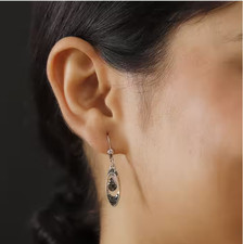 Green Diamond 925 Sterling Silver "Articulated Drop" Dangle Earrings.