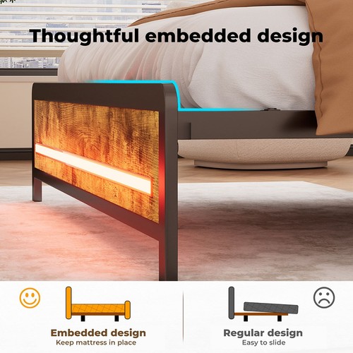 Levede Double Bed Frame Storage Headboard Industrial RGB Light LED Charging - Picture 8 of 12