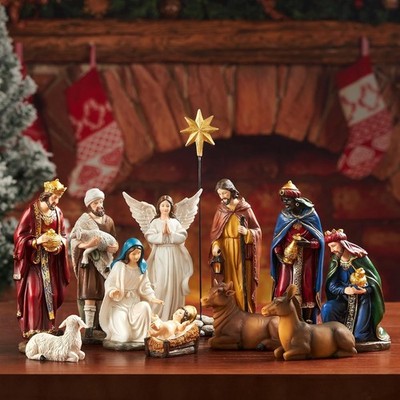 Nativity Sets Christmas Indoor Decorations,13Pcs 7.9'' Scene Resin Figurine A5