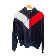 Tommy Hilfiger Sport Women  s Velour Hoodie Size Large Navy Red White