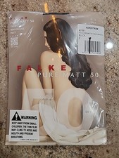New Women's FALKE 43150 Black Pure Matt Tights 50 DEN Size S
