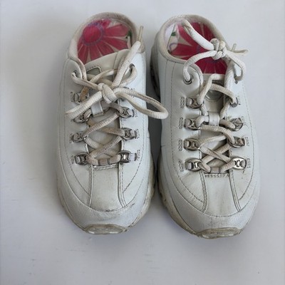 Sketchers Women s White Sneakers Lace Up Clog Open Back Chunky Athletic *Wear S6