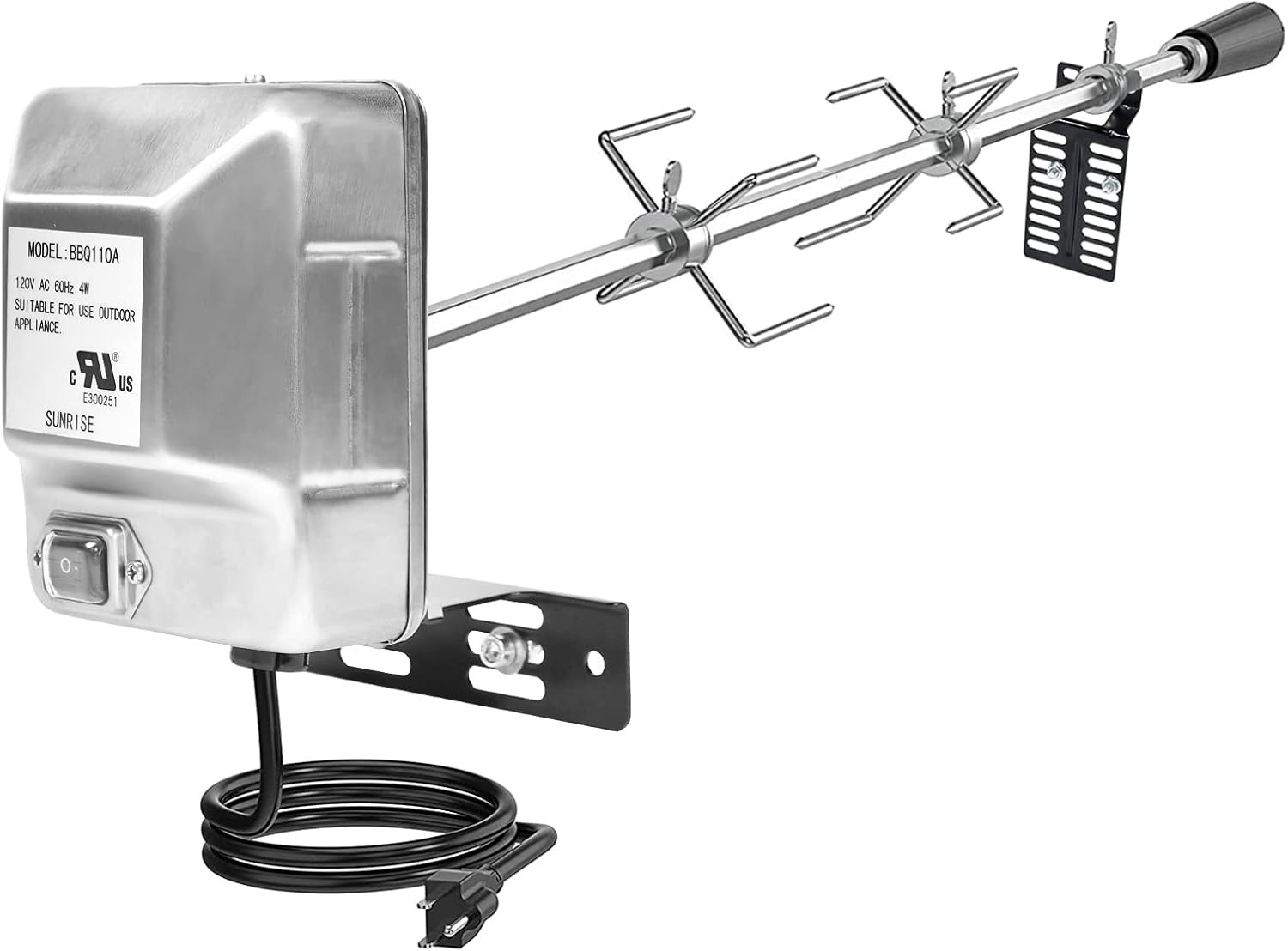 Heavy-Duty Stainless Steel Grill Rotisserie Kit with 35 X 1/3 Inch Spit 35in 