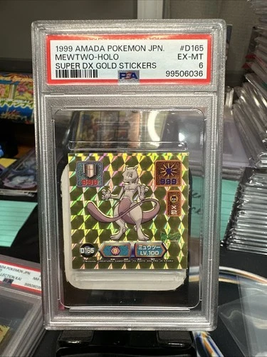 PSA 6 1999 Amada Pokemon Japan Mewtwo Super DX Gold Stickers #D165