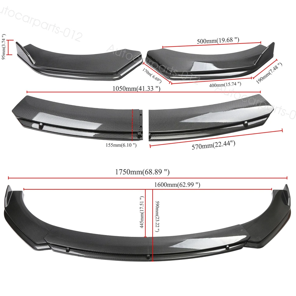 For Ford Transit Connect Front Bumper Lip Splitter Side Skirt Carbon Fiber Style Foto 2 de 4