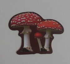 Group Of Red  White Mushrooms Toadstools Sticker 1.75" x 2.38" AB 