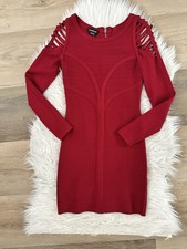 Women Sexy Long Sleeve Bodycon Short Length Red Dress