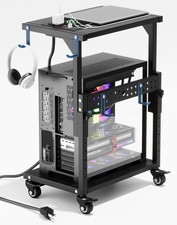 Computer Tower Stand with Power Outlet, 6 Level Height Ajustable PC Tower Stand