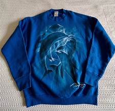 Vintage 90s Jerzees Size L Blue Sweatshirt MIRAGE HOTEL Las Vegas Dolphins