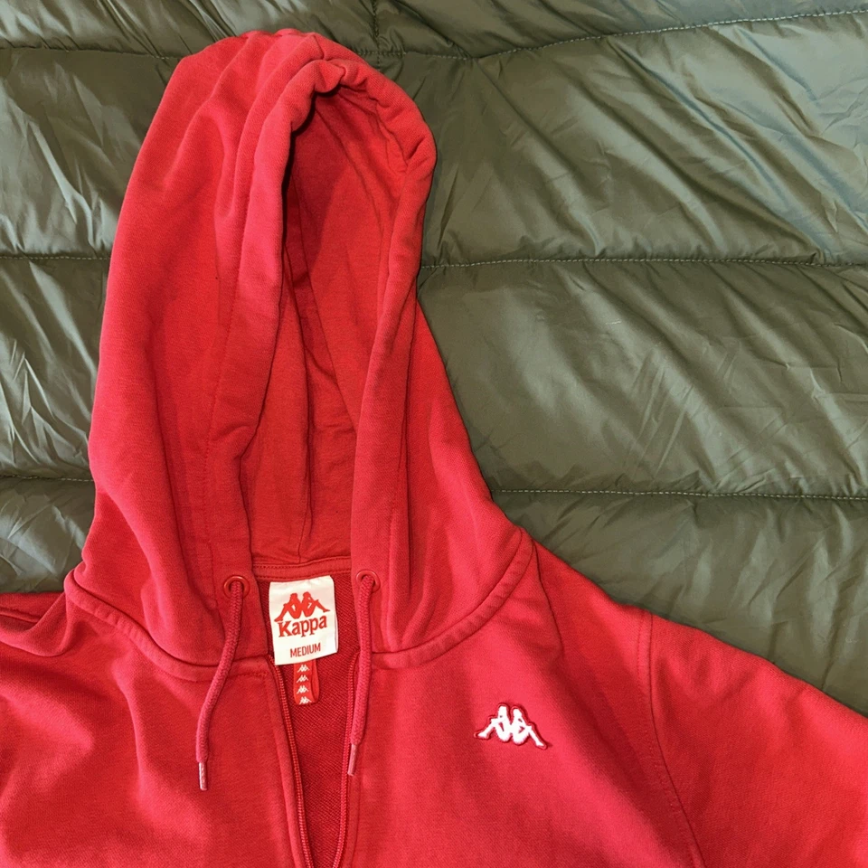 Sudadera con Capucha Kappa Cremallera Mediana M Para Hombre Roja De Colección Fútbol Años 90 Y2K Retro Foto 2 de 4