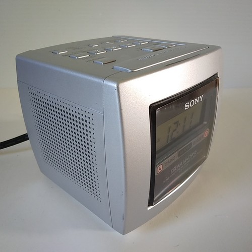 Sony Dream Machine ICF-C113V Silver Cube Alarm Clock-AM/FM-Corded-Tested Works - Picture 3 of 10