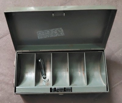 Cash Box, Art Steel Co. Asco. Green Metal, Very Unusual Key!