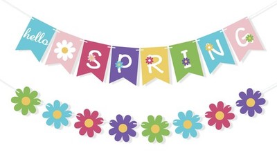 Hello Spring Banner Spring Flower Bunting Garland Spring Easter Party Decorat...