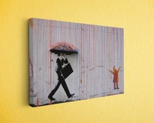 Colorful Rain Canvas Print, Urban Street Art Wall Decor with Modern Graffiti
