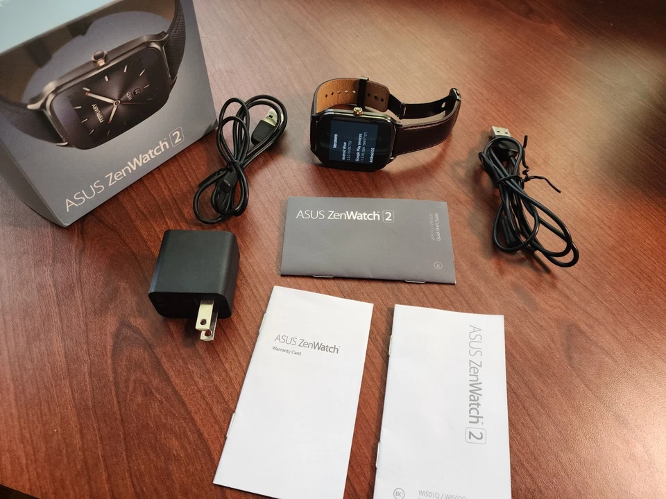 ASUS ZenWatch 2 WI501Q 45 mm Smartwatch – Gunmetal / Leather Brown – Boxed - Image 2 of 4