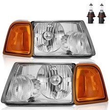 Pair Headlights For 2001-2011 Ford Ranger Chrome Headlamps With Bulbs