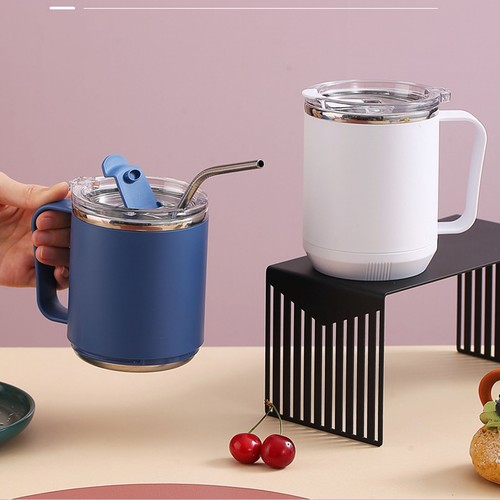 White Coffee Mug 460ml 304 Stainless Steel Liner Leakproof Elegant Portable SET - Bild 12 von 12