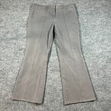 Isaac Mizrahi Live! Pants Womens 16 Gray Cotton Stretch Flat Front Flared Leg