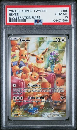 2024 POKEMON TWM EN-TWILIGHT MASQUERADE ILLUSTRATION RARE #188 EEVEE PSA 10