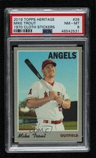 2019 Topps Heritage High Number 1970 Cloth Stickers Mike Trout #26 PSA 8 4al