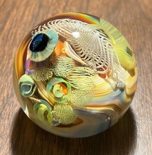 Signed 2019 Josh Simpson 1 7/8" Corona Inhabited Planet Miniweight Glass Art