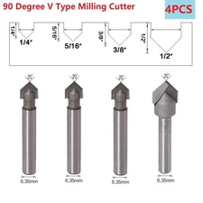 Drill Router Bits 1/4 Inch Shank 4pcs 90 Degree CNC Drill Bits Engraving