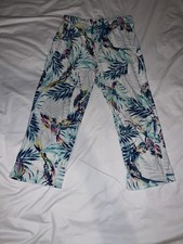 M&S Day Dreams Duvet Days Tropical Flower Print Pyjama Bottoms Casual Pants UK 8