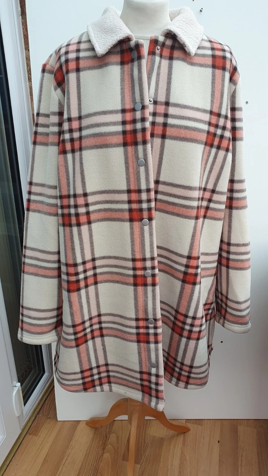 Denim & Co. Fleece Bonded To Sherpa Shirt Tail Jacket Stone New Size Small QVC - Image 2 of 4