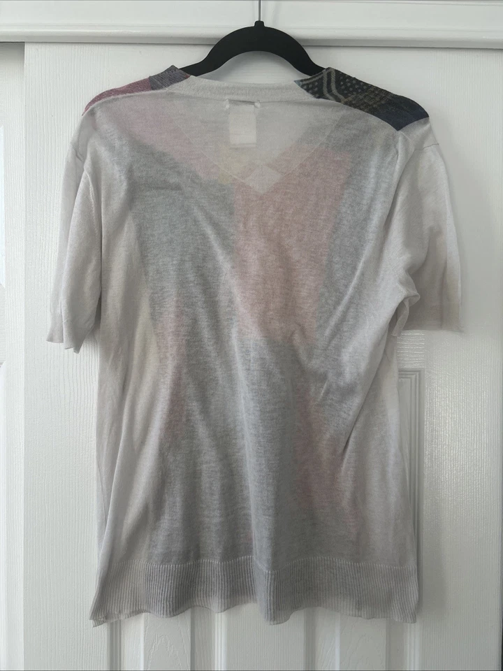 Suéter Top Dries Van Noten Cuello en V Manga Corta Tejido Transparente Talla M Foto 2 de 4