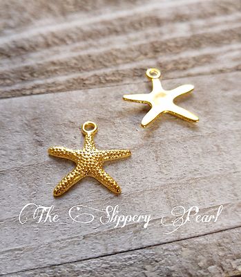 Starfish Charms Pendants Shiny Gold Nautical Sea Ocean 50pcs 20mm Bulk