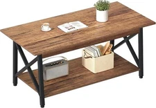 GreenForest Coffee Table with Storage, 39 inch Modern 2-Tier Coffee Tables