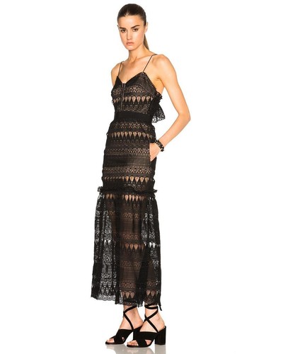 SELF-PORTRAIT Full Teardrop Guipure Patterned Dress - Black - UK 14/US 10 - Picture 4 of 11