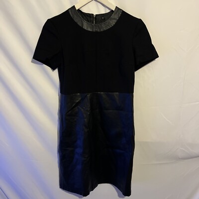 Dunnes St Bernard Women s Faux Leather Short Sleeve Dress Size 10 Vintage