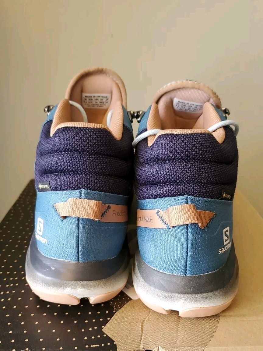 SALOMON Predict Hike Mid GTX donna 10 scarponi scarpe da trekking blu Mallard NUOVI