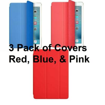 3 PACK of iPad Air Smart Covers- (1) Red, (1) Blue, & (1) Pink