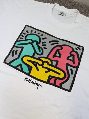 lowsun　90s keith haring tee Vintage 90's Keith Haring Radiant Baby Pop Art Red T Shirt Medium